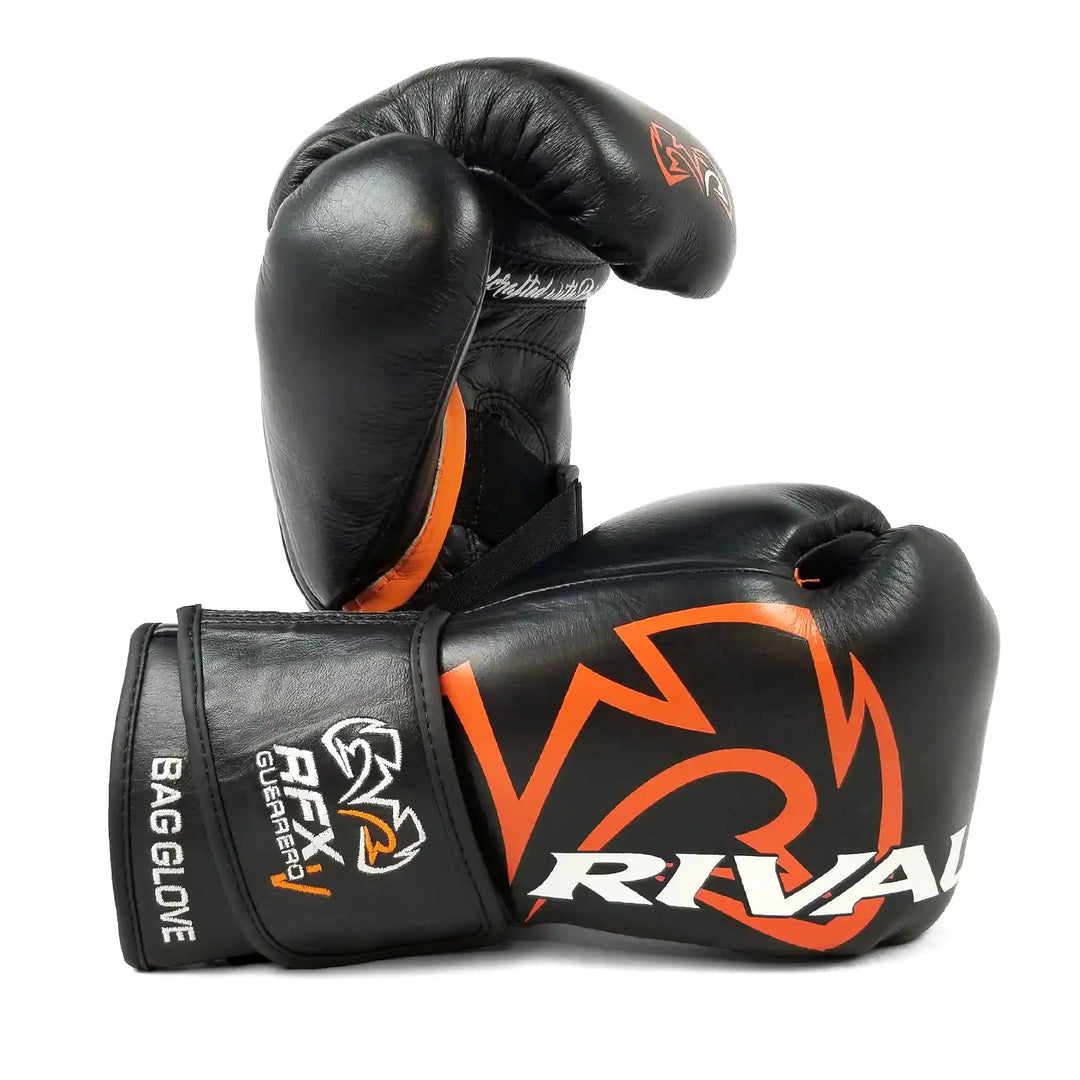 Rival Boxing RFX Guerrero V HDE F Hook and Loop Bag Gloves Black Orange 8 oz