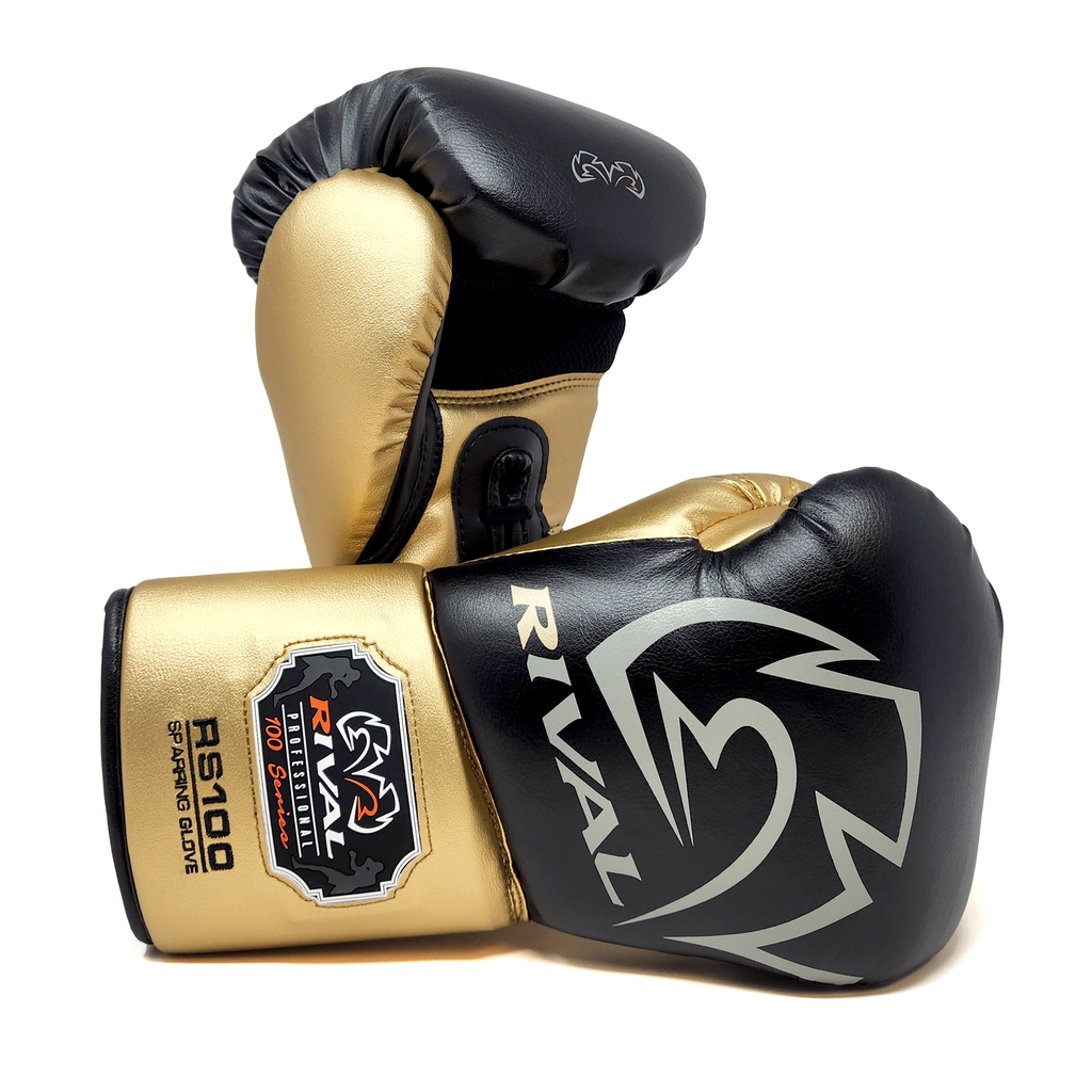 Rival Boxing RS100 Professional Lace Up Sparring Gloves - Green/Gold